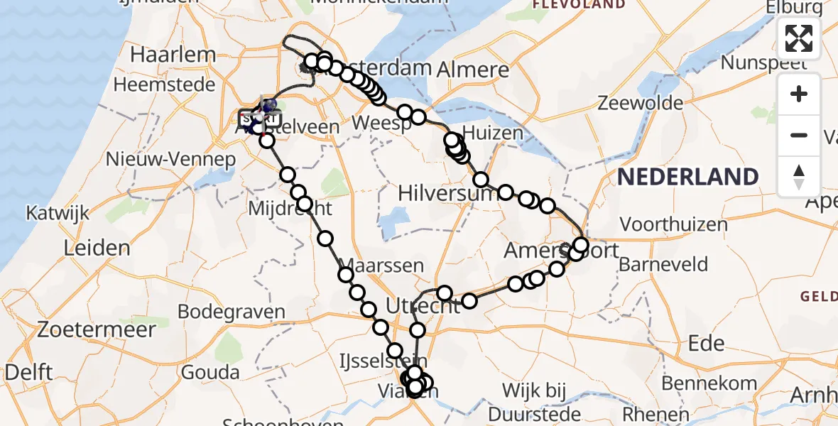 Vluchtroute Politiehelikopter Amsterdam Vliegveld Schiphol - Amsterdam Vliegveld Schiphol, 12 mei 2026, 13:53