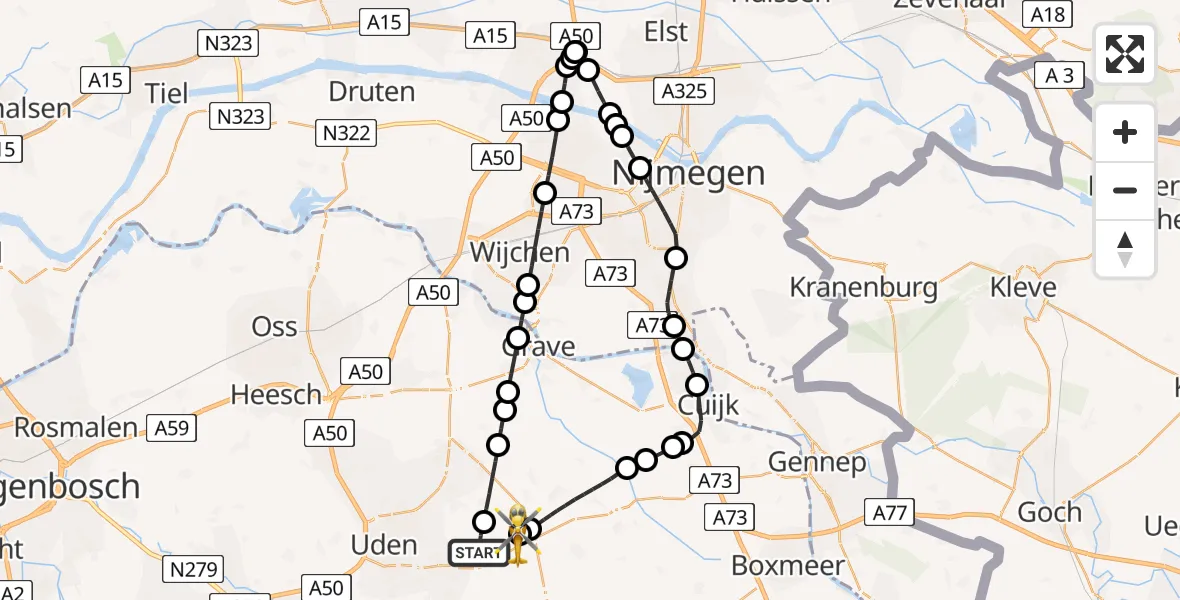 Vluchtroute Traumahelikopter Vliegbasis Volkel - Vliegbasis Volkel, 12 mei 2026, 13:58