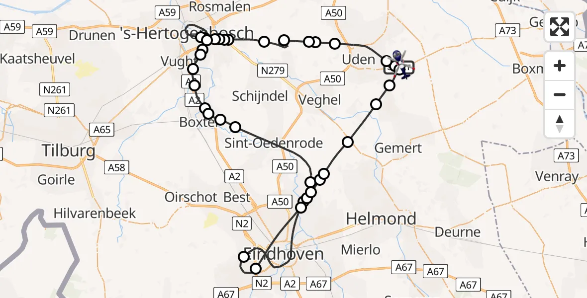 Vluchtroute Politiehelikopter Vliegbasis Volkel - Vliegbasis Volkel, 12 mei 2026, 14:02
