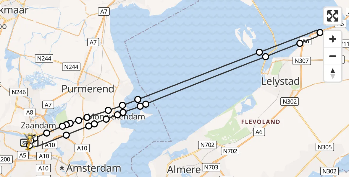 Vluchtroute Traumahelikopter Amsterdam Heliport - Amsterdam Heliport, 12 mei 2026, 14:09