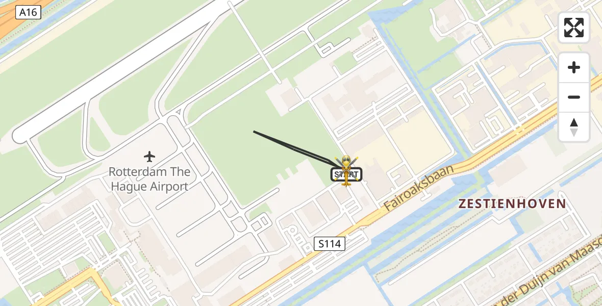 Vluchtroute Traumahelikopter Rotterdam The Hague Airport - Rotterdam The Hague Airport, 12 mei 2026, 16:57