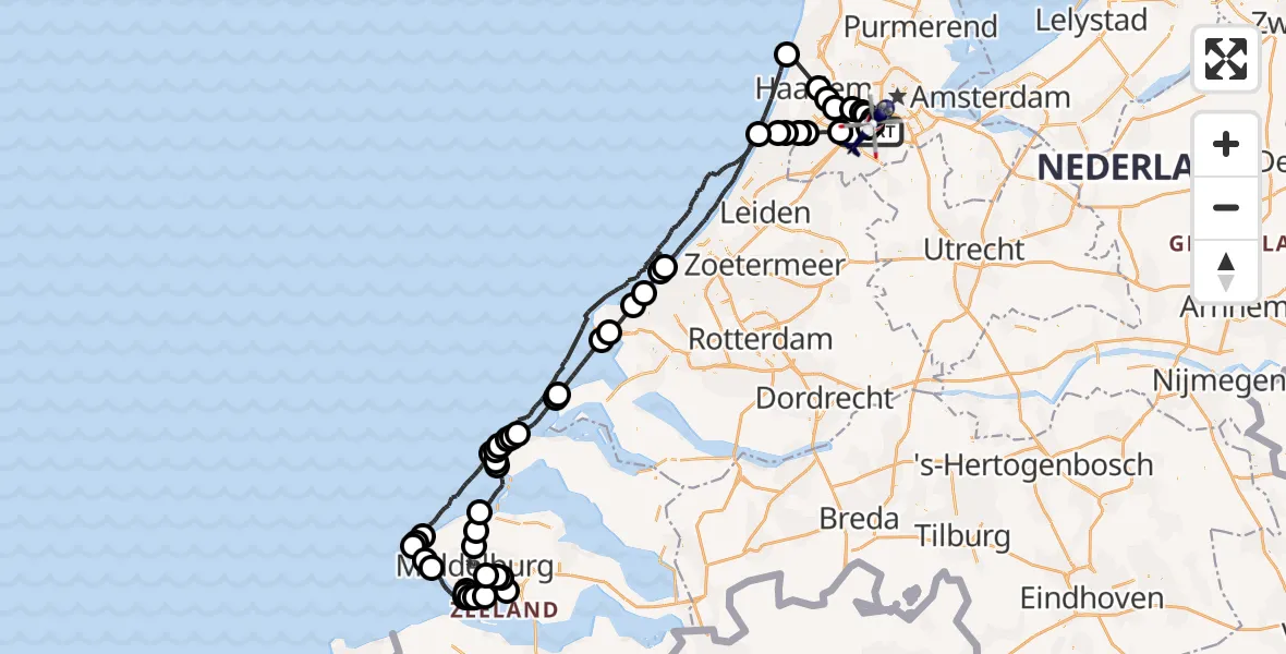 Vluchtroute Politiehelikopter Amsterdam Vliegveld Schiphol - Amsterdam Vliegveld Schiphol, 12 mei 2026, 17:59