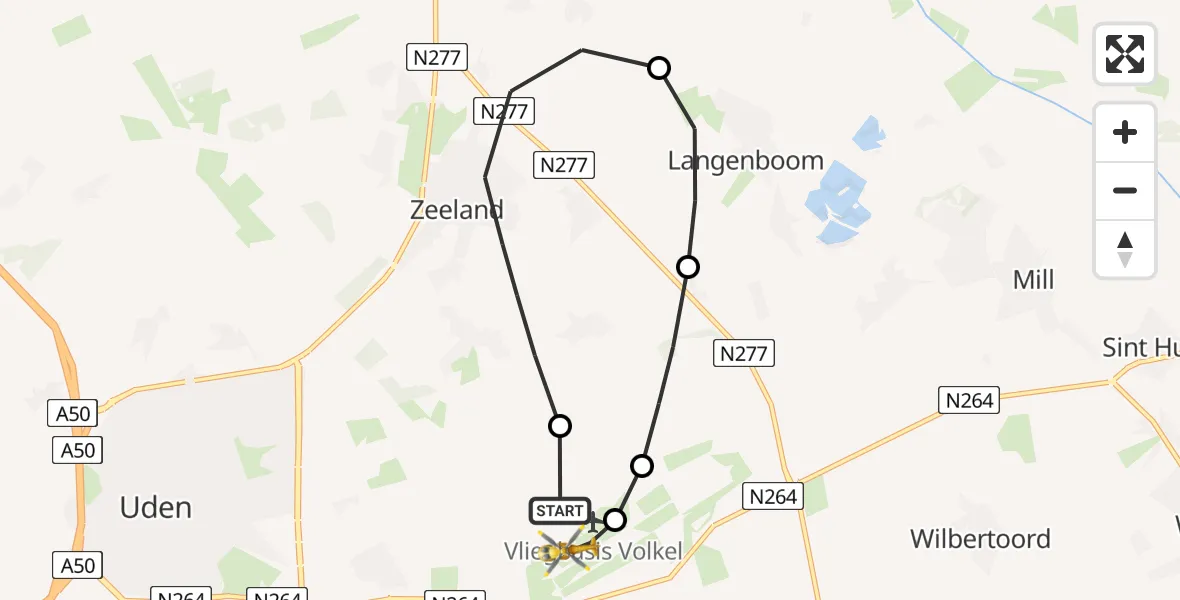 Vluchtroute Traumahelikopter Vliegbasis Volkel - Vliegbasis Volkel, 12 mei 2026, 18:10