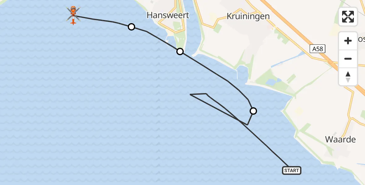 Vluchtroute Kustwachthelikopter Westerschelde - Westerschelde, 12 mei 2026, 18:22
