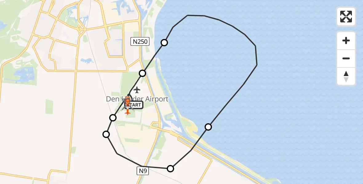 Vluchtroute Kustwachthelikopter Militair vliegveld De Kooy / Den Helder Airport - Militair vliegveld De Kooy / Den Helder Airport, 12 mei 2026, 19:53