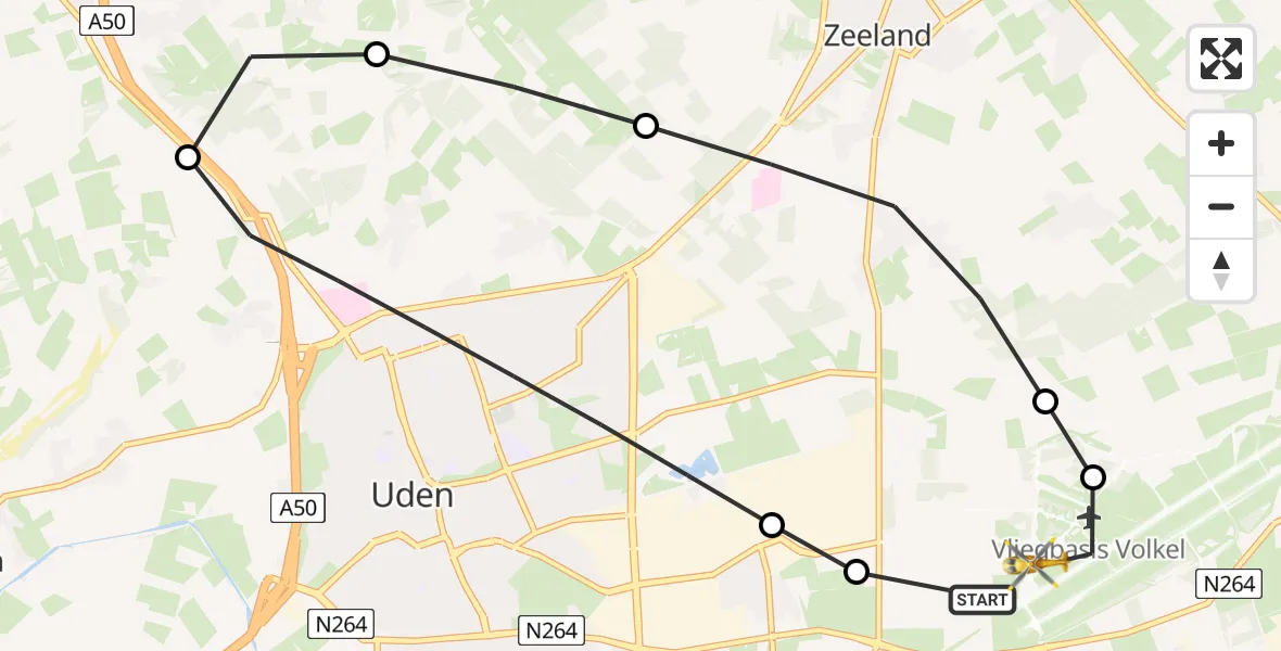 Vluchtroute Traumahelikopter Vliegbasis Volkel - Vliegbasis Volkel, 13 mei 2026, 05:12