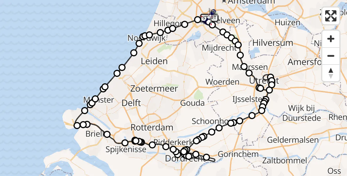 Vluchtroute Politiehelikopter Amsterdam Vliegveld Schiphol - Amsterdam Vliegveld Schiphol, 13 mei 2026, 07:10
