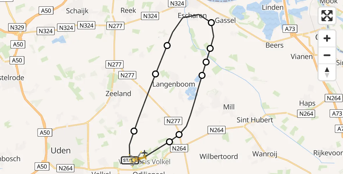 Vluchtroute Traumahelikopter Vliegbasis Volkel - Vliegbasis Volkel, 13 mei 2026, 08:56