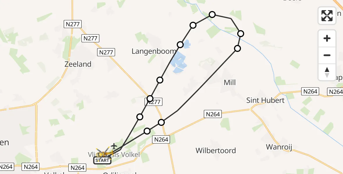 Vluchtroute Traumahelikopter Vliegbasis Volkel - Vliegbasis Volkel, 13 mei 2026, 09:08