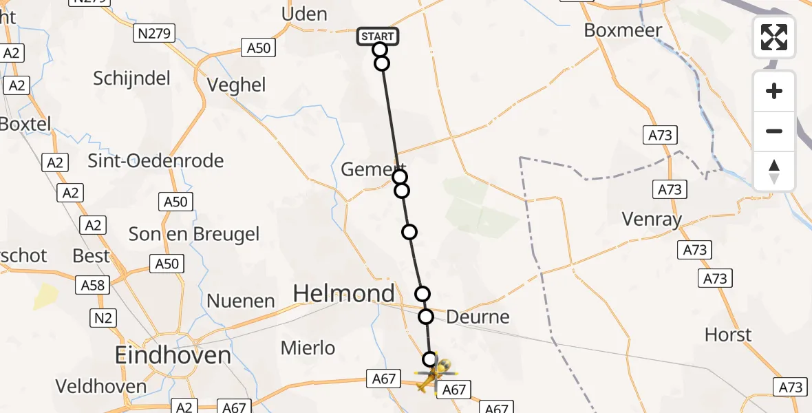 Vluchtroute Traumahelikopter Vliegbasis Volkel - Ommel, 13 mei 2026, 09:45