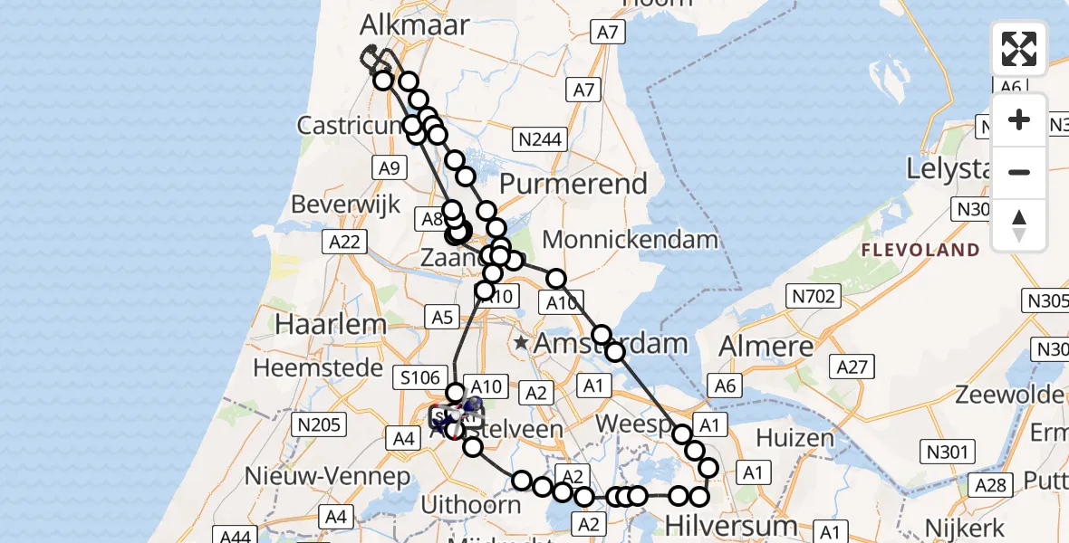 Vluchtroute Politiehelikopter Amsterdam Vliegveld Schiphol - Amsterdam Vliegveld Schiphol, 13 mei 2026, 10:18