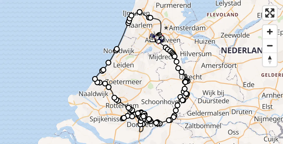 Vluchtroute Politiehelikopter Amsterdam Vliegveld Schiphol - Amsterdam Vliegveld Schiphol, 13 mei 2026, 13:17