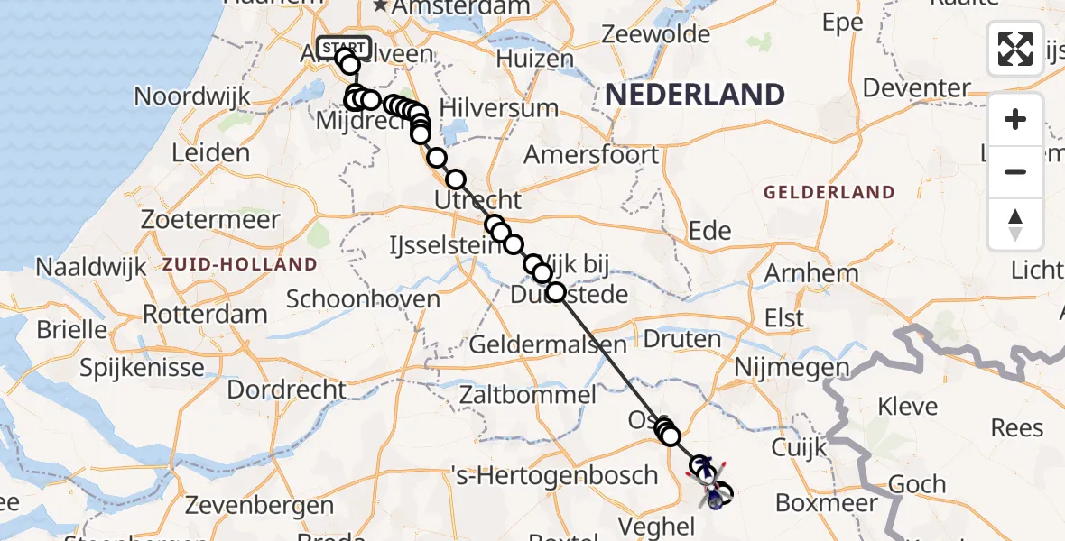 Vluchtroute Politiehelikopter Amsterdam Vliegveld Schiphol - Zeeland, 13 mei 2026, 14:48