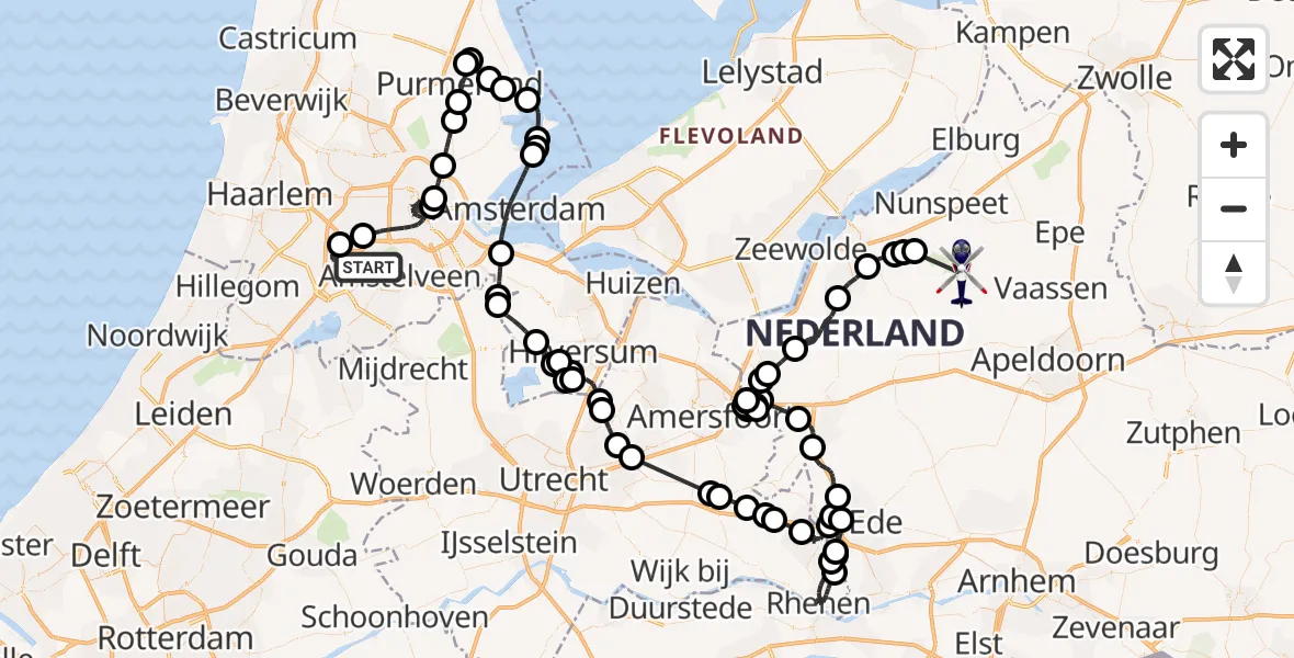Vluchtroute Politiehelikopter Amsterdam Vliegveld Schiphol - Vierhouten, 13 mei 2026, 16:42