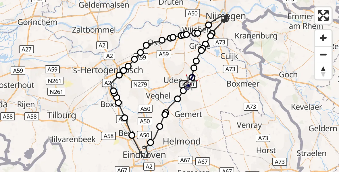 Vluchtroute Politiehelikopter Vliegbasis Volkel - Vliegbasis Volkel, 13 mei 2026, 18:25