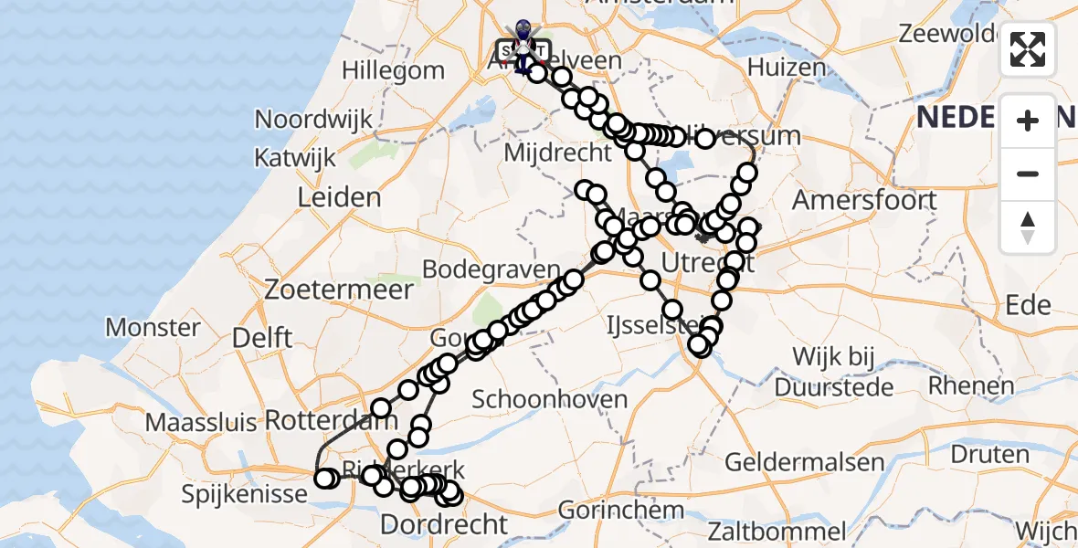 Vluchtroute Politiehelikopter Amsterdam Vliegveld Schiphol - Amsterdam Vliegveld Schiphol, 13 mei 2026, 18:34