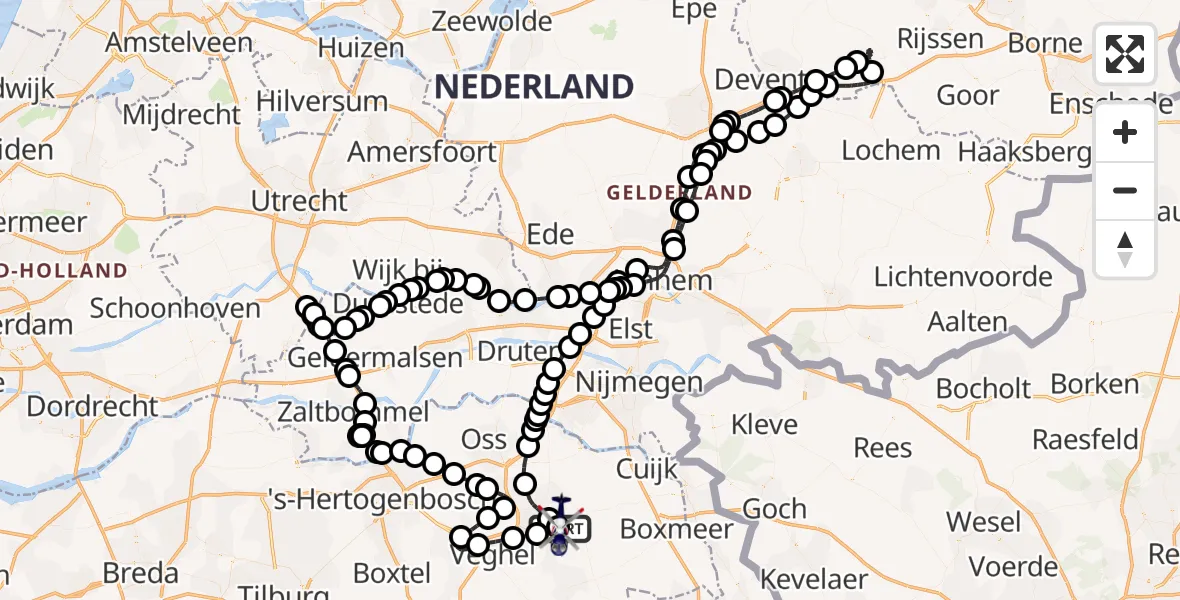 Vluchtroute Politiehelikopter Vliegbasis Volkel - Vliegbasis Volkel, 14 mei 2026, 10:22
