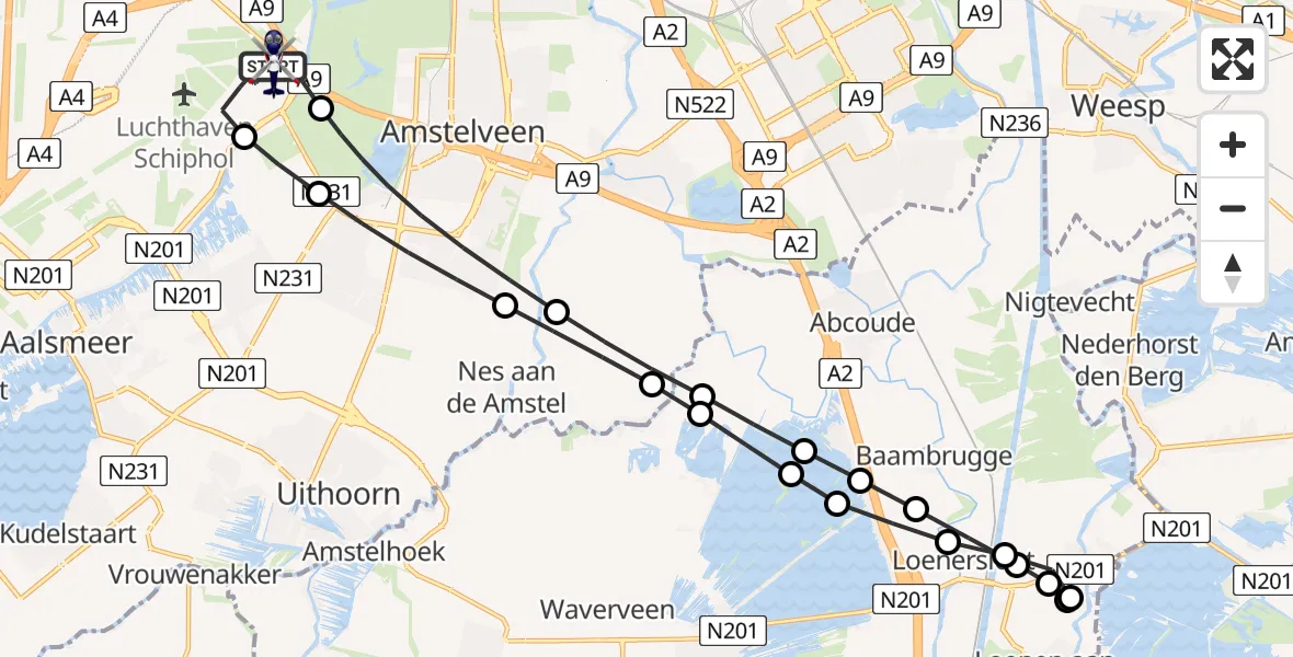 Vluchtroute Politiehelikopter Amsterdam Vliegveld Schiphol - Amsterdam Vliegveld Schiphol, 14 mei 2026, 11:50