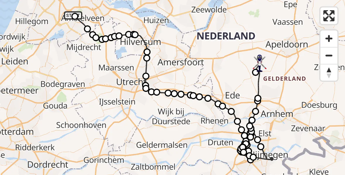 Vluchtroute Politiehelikopter Amsterdam Vliegveld Schiphol - Harskamp, 14 mei 2026, 16:59