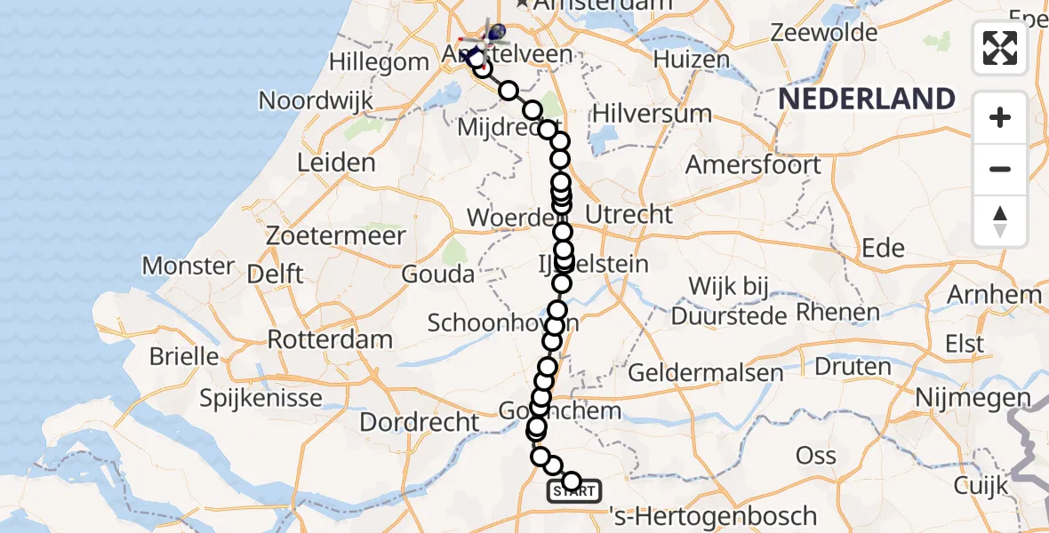 Vluchtroute Politiehelikopter Meeuwen - Amsterdam Vliegveld Schiphol, 14 mei 2026, 19:38
