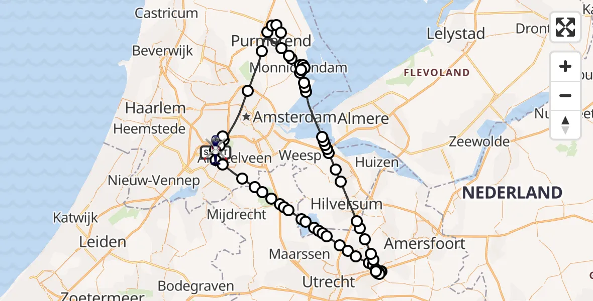 Vluchtroute Politiehelikopter Amsterdam Vliegveld Schiphol - Amsterdam Vliegveld Schiphol, 14 mei 2026, 22:12