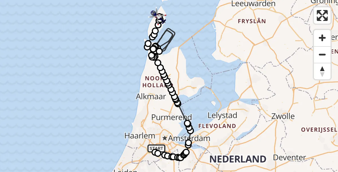 Vluchtroute Politiehelikopter Amsterdam Vliegveld Schiphol - Texel International Airport, 15 mei 2026, 07:37