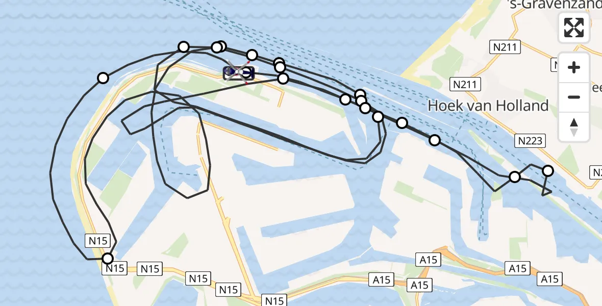 Vluchtroute Politiehelikopter Maasvlakte Rotterdam - Maasvlakte Rotterdam, 15 mei 2026, 08:36