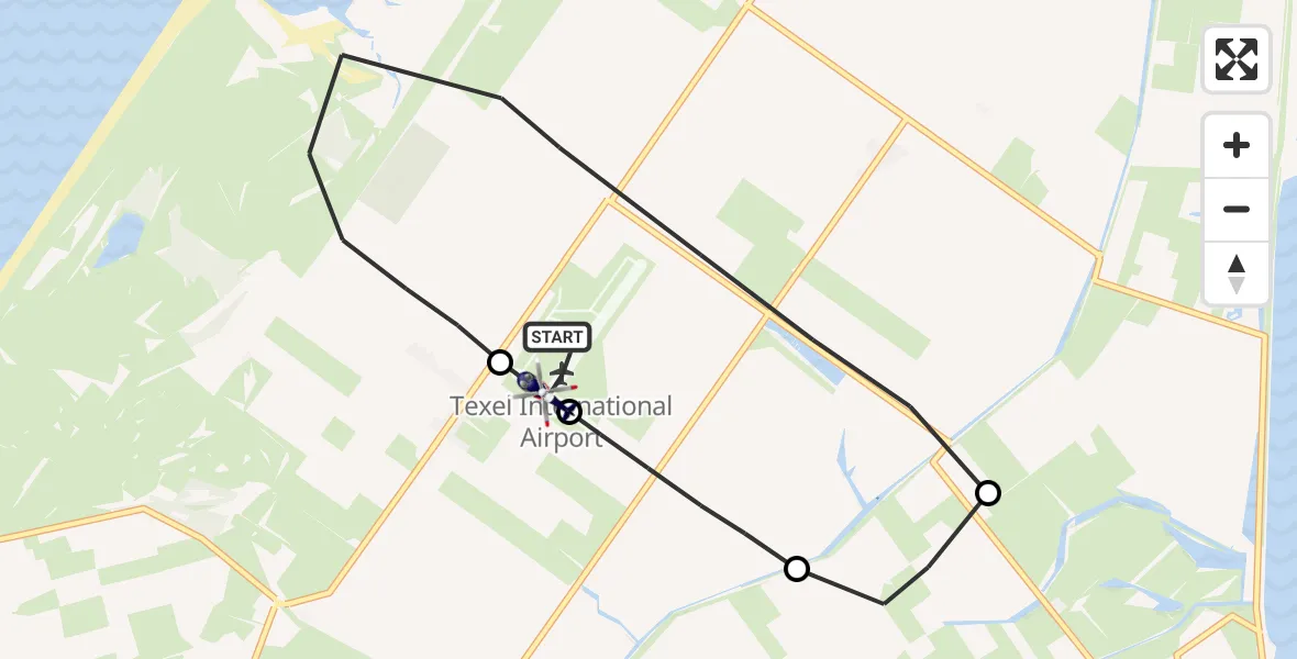 Vluchtroute Politiehelikopter Texel International Airport - Texel International Airport, 15 mei 2026, 10:13