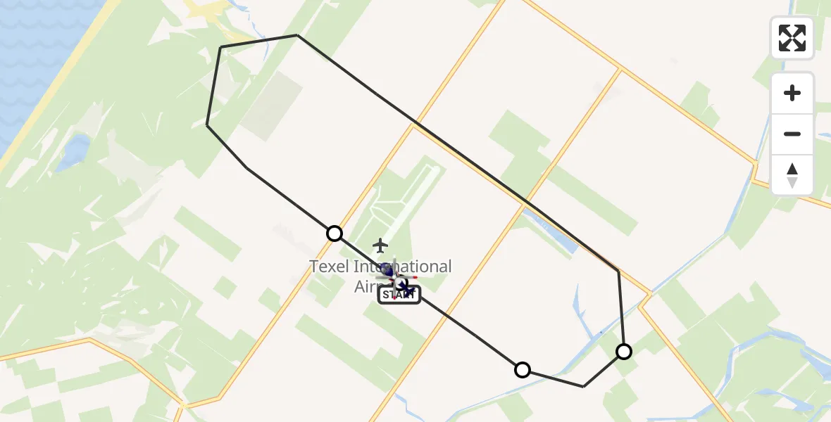 Vluchtroute Politiehelikopter Texel International Airport - Texel International Airport, 15 mei 2026, 10:54