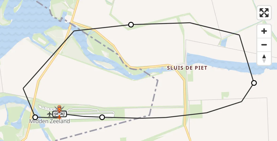 Vluchtroute Kustwachthelikopter Vliegveld Midden-Zeeland - Vliegveld Midden-Zeeland, 15 mei 2026, 13:54