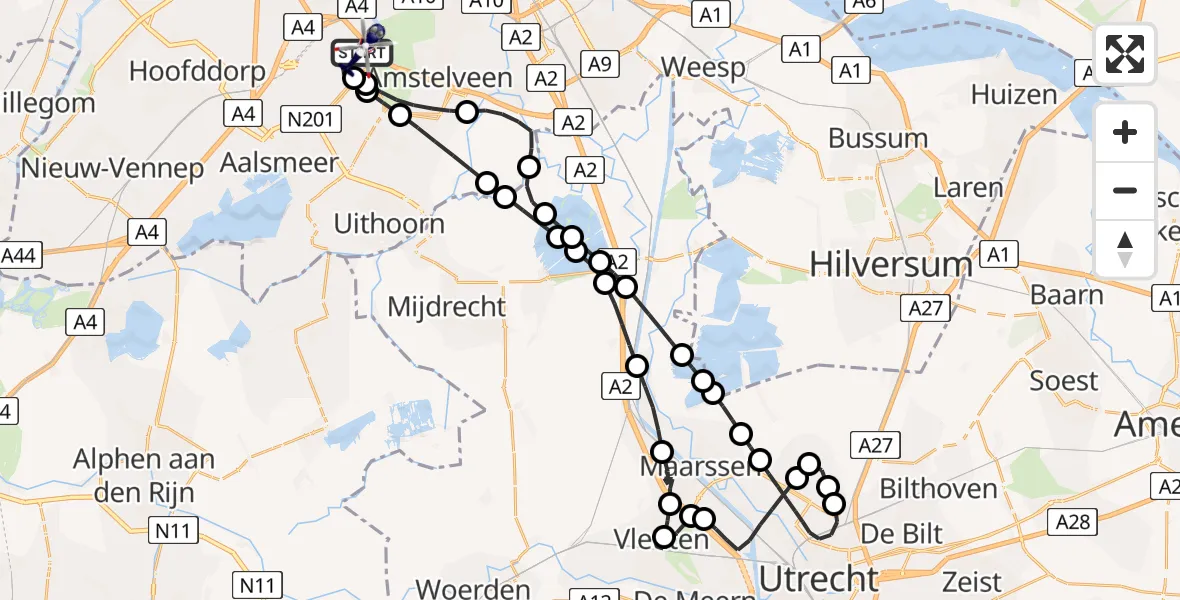 Vluchtroute Politiehelikopter Amsterdam Vliegveld Schiphol - Amsterdam Vliegveld Schiphol, 15 mei 2026, 13:55