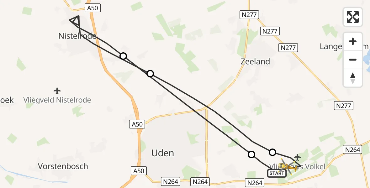 Vluchtroute Traumahelikopter Vliegbasis Volkel - Vliegbasis Volkel, 15 mei 2026, 16:18