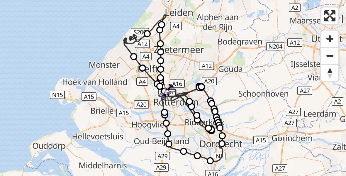 Vluchtroute Politiehelikopter Rotterdam The Hague Airport - Rotterdam The Hague Airport, 15 mei 2026, 17:40