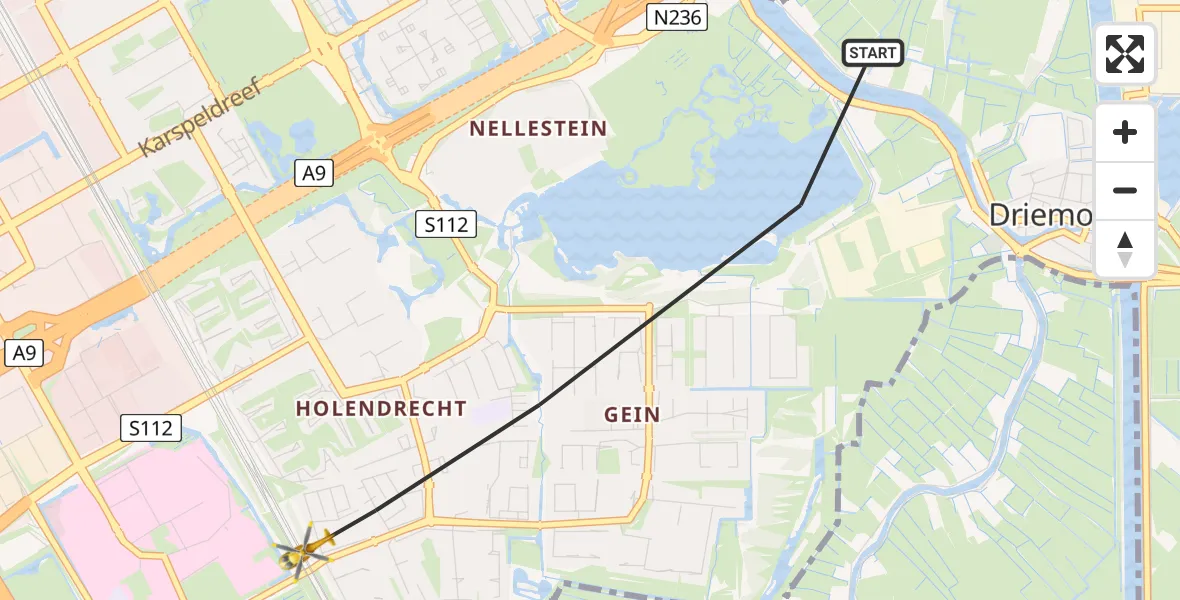 Vluchtroute Traumahelikopter Amsterdam - Amsterdam, 15 mei 2026, 18:25