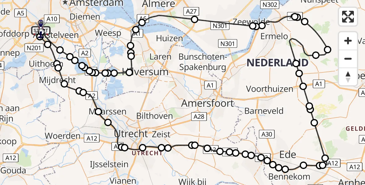 Vluchtroute Politiehelikopter Amsterdam Vliegveld Schiphol - Amsterdam Vliegveld Schiphol, 15 mei 2026, 19:19