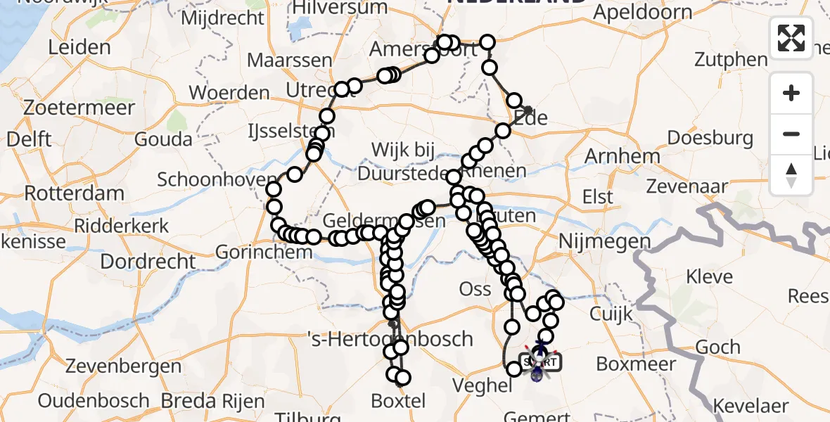 Vluchtroute Politiehelikopter Vliegbasis Volkel - Vliegbasis Volkel, 16 mei 2026, 08:12