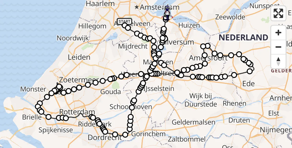Vluchtroute Politiehelikopter Amsterdam Vliegveld Schiphol - Muiden, 16 mei 2026, 09:37