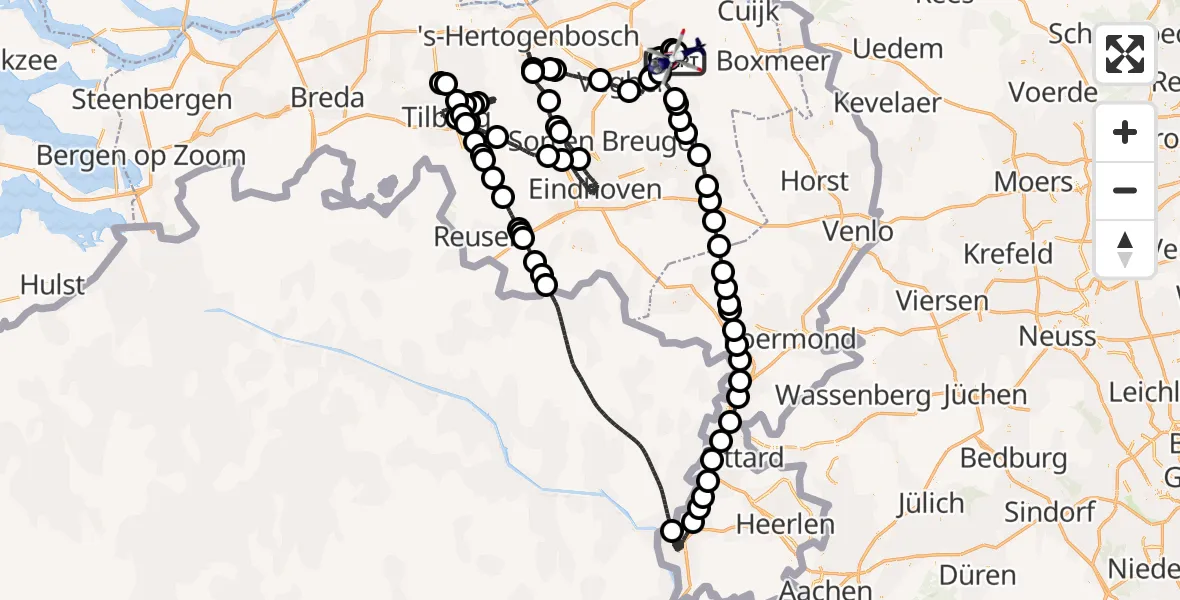 Vluchtroute Politiehelikopter Vliegbasis Volkel - Vliegbasis Volkel, 16 mei 2026, 11:19