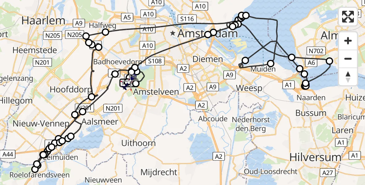 Vluchtroute Politiehelikopter Amsterdam Vliegveld Schiphol - Amsterdam Vliegveld Schiphol, 16 mei 2026, 13:08