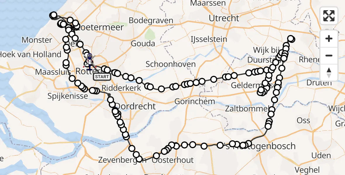 Vluchtroute Politiehelikopter Rotterdam - Rotterdam The Hague Airport, 16 mei 2026, 17:39