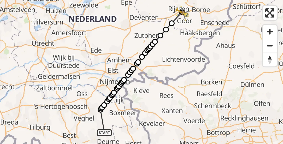 Vluchtroute Traumahelikopter Bakel - Enter, 16 mei 2026, 19:01