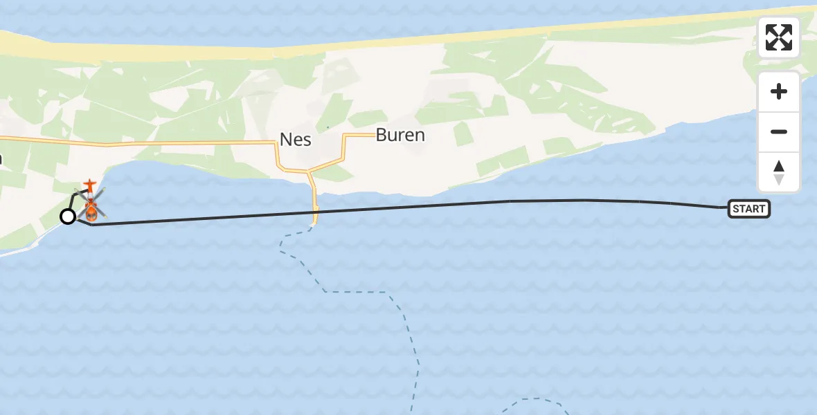 Vluchtroute Kustwachthelikopter Waddenzee - Ballum, 17 mei 2026, 05:42