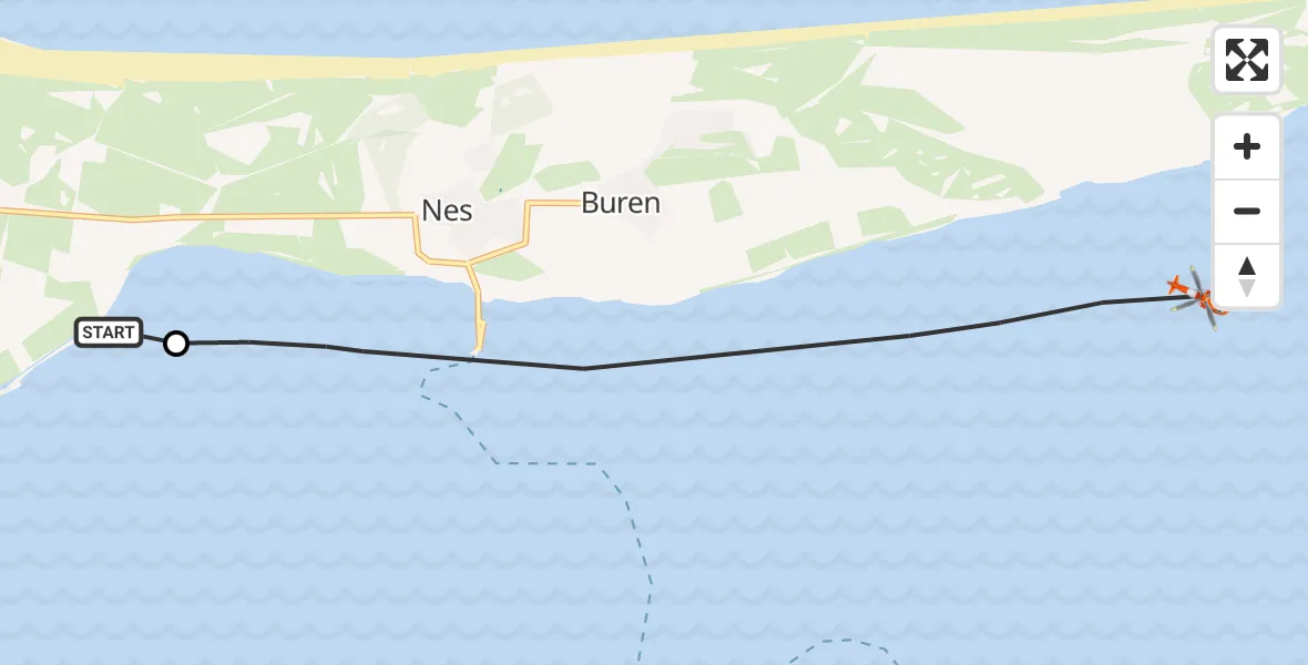 Vluchtroute Kustwachthelikopter Ballum - Waddenzee, 17 mei 2026, 05:52
