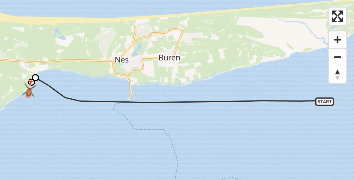 Vluchtroute Kustwachthelikopter Waddenzee - Ballum, 17 mei 2026, 06:16