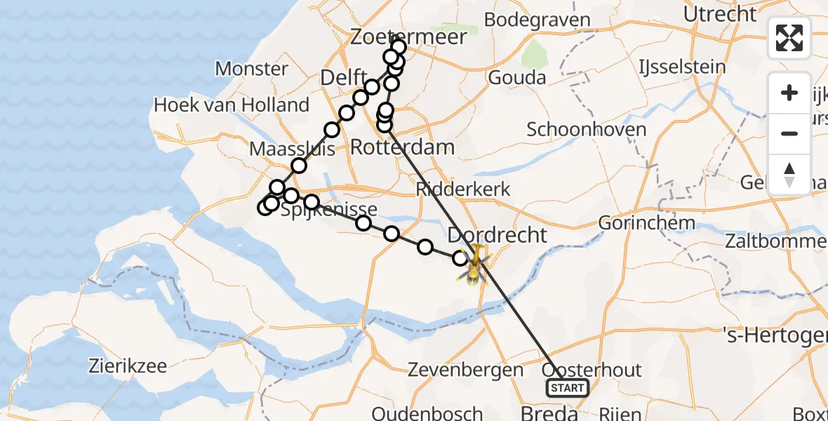 Vluchtroute Traumahelikopter Teteringen - 's-Gravendeel, 17 mei 2026, 10:56