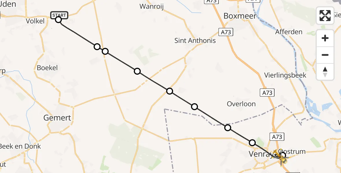 Vluchtroute Traumahelikopter Vliegbasis Volkel - Oostrum, 17 mei 2026, 15:04