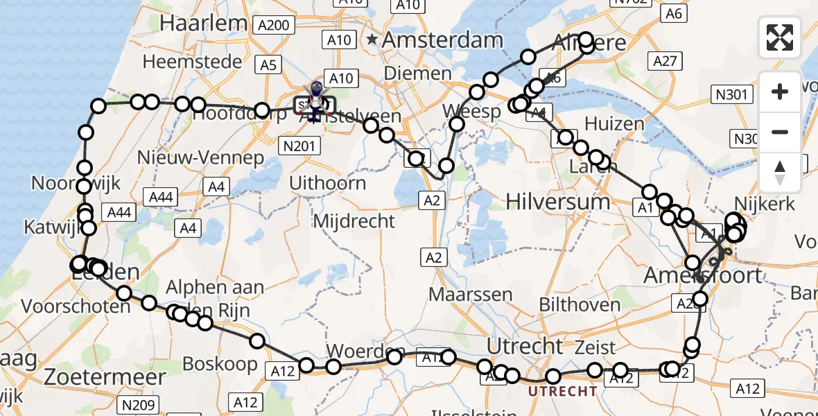 Vluchtroute Politiehelikopter Amsterdam Vliegveld Schiphol - Amsterdam Vliegveld Schiphol, 17 mei 2026, 17:48