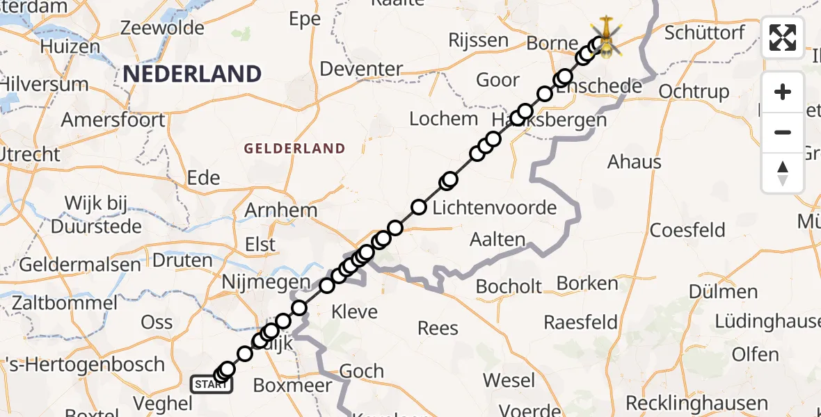 Vluchtroute Traumahelikopter Vliegbasis Volkel - Oldenzaal, 17 mei 2026, 18:32