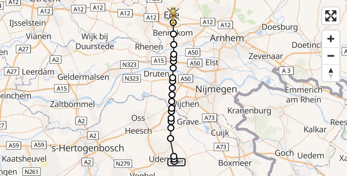 Vluchtroute Traumahelikopter Vliegbasis Volkel - Ede, 18 mei 2026, 07:38