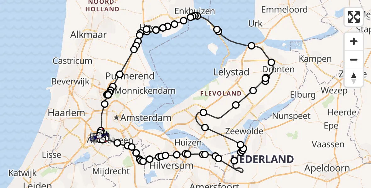 Vluchtroute Politiehelikopter Amsterdam Vliegveld Schiphol - Amsterdam Vliegveld Schiphol, 18 mei 2026, 07:47